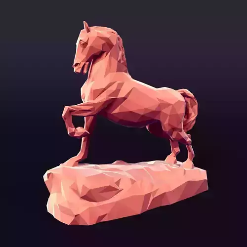 LowPoly - Polygonal Horse Statue - Figurine