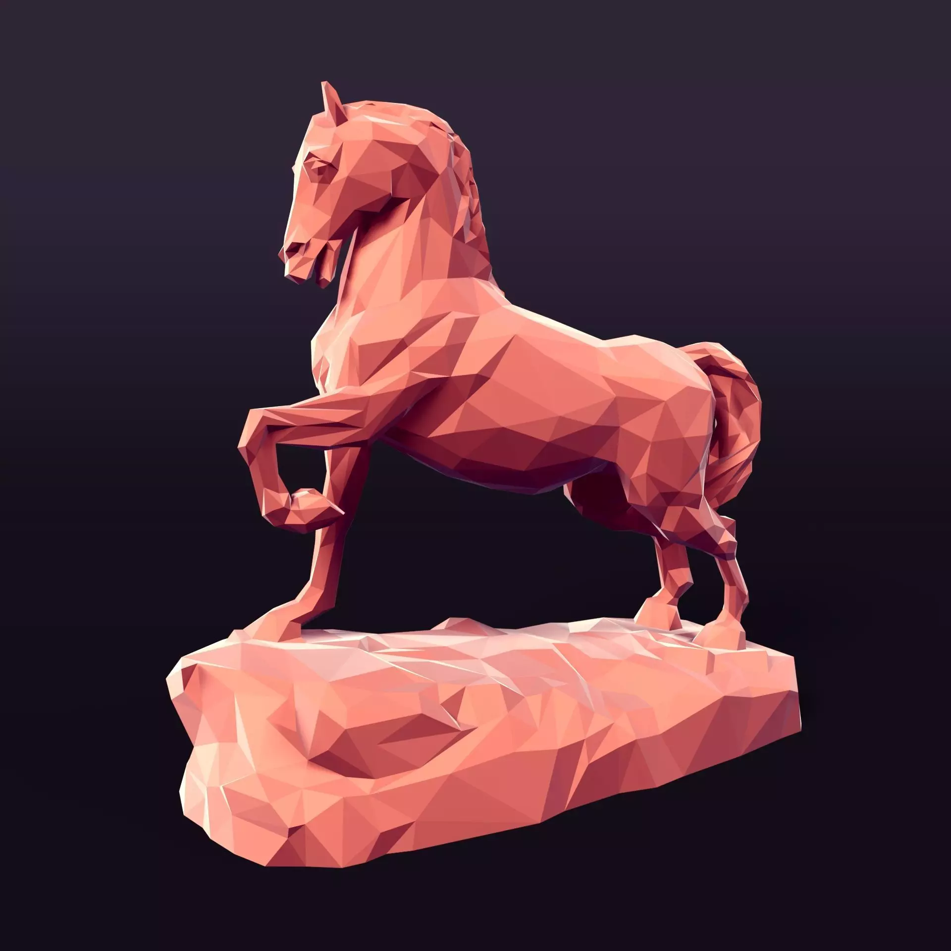 LowPoly - Polygonal Horse Statue - Figurine 3D print model
