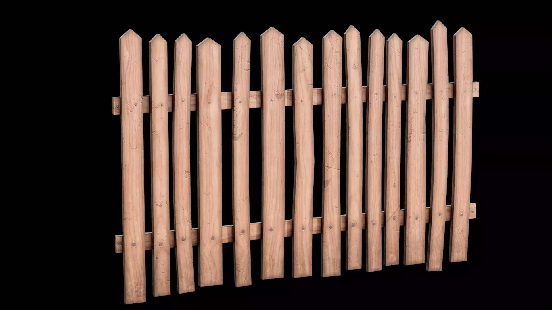 Segmented Wooden Fance Free low-poly 3D model