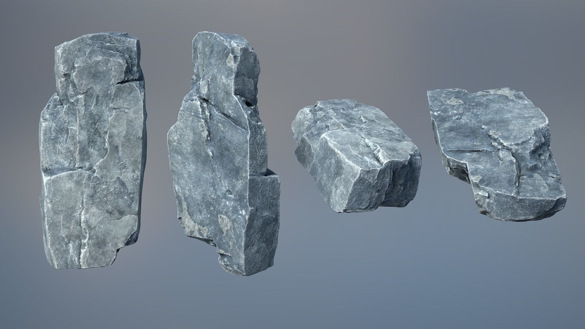 8 Gray Sharp Rocks - 240727 Low-poly 3D model_2