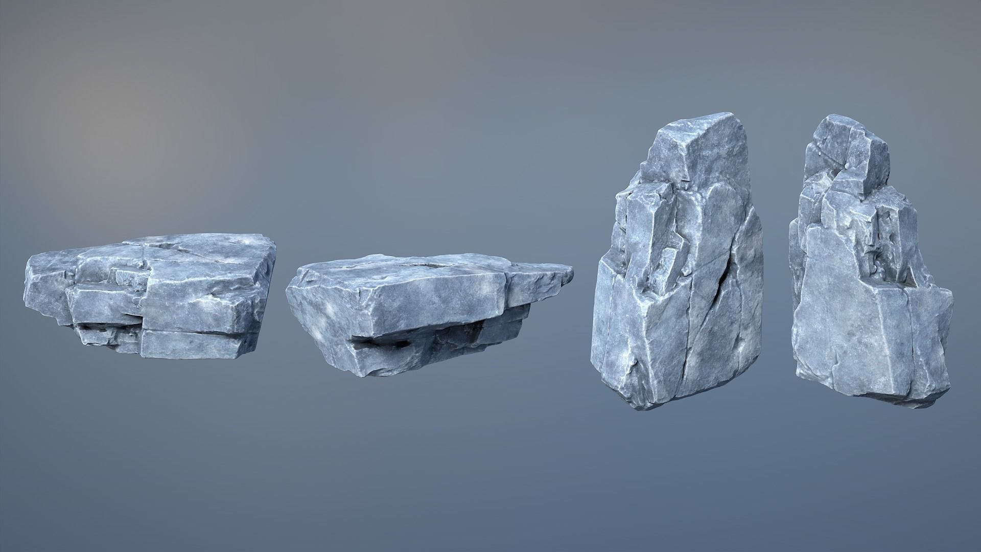 8 Gray Sharp Rocks - 240727 Low-poly 3D model_7