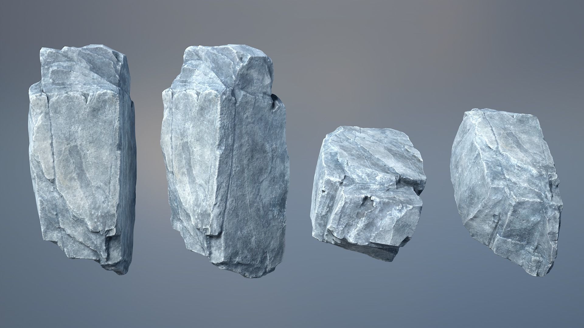 8 Gray Sharp Rocks - 240727 Low-poly 3D model_5