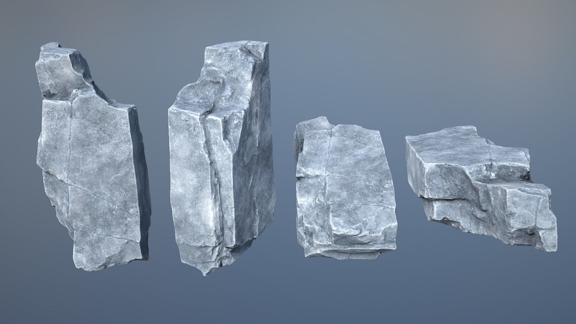 8 Gray Sharp Rocks - 240727 Low-poly 3D model_8