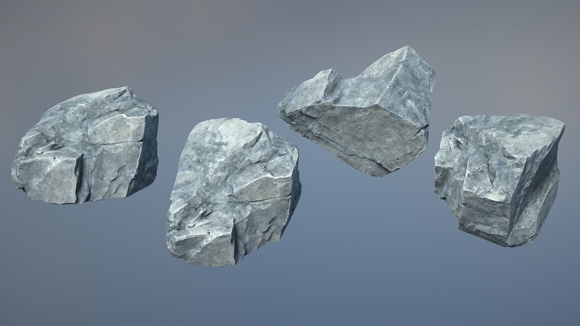 8 Gray Sharp Rocks - 240727 Low-poly 3D model_3
