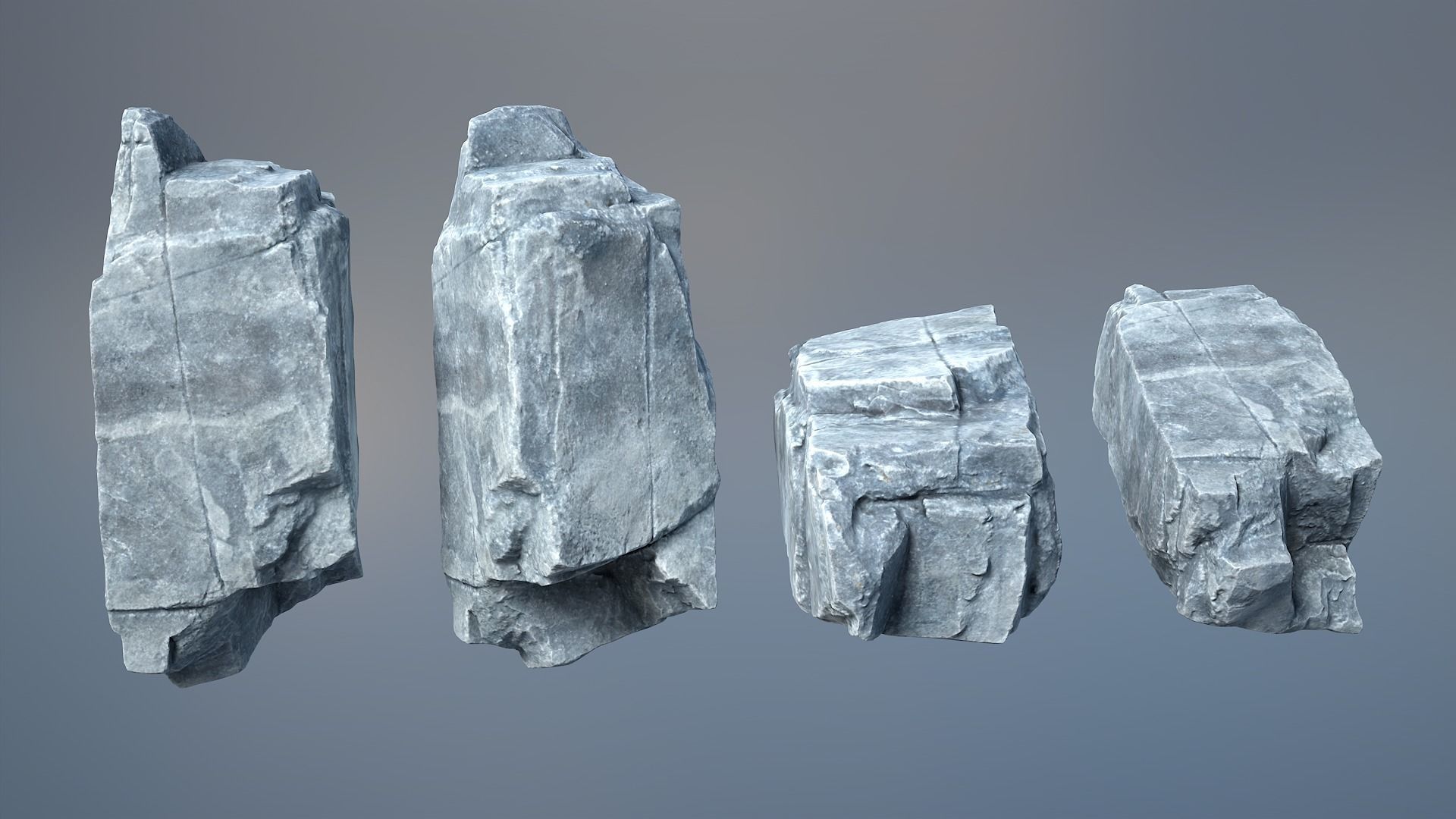 8 Gray Sharp Rocks - 240727 Low-poly 3D model_6