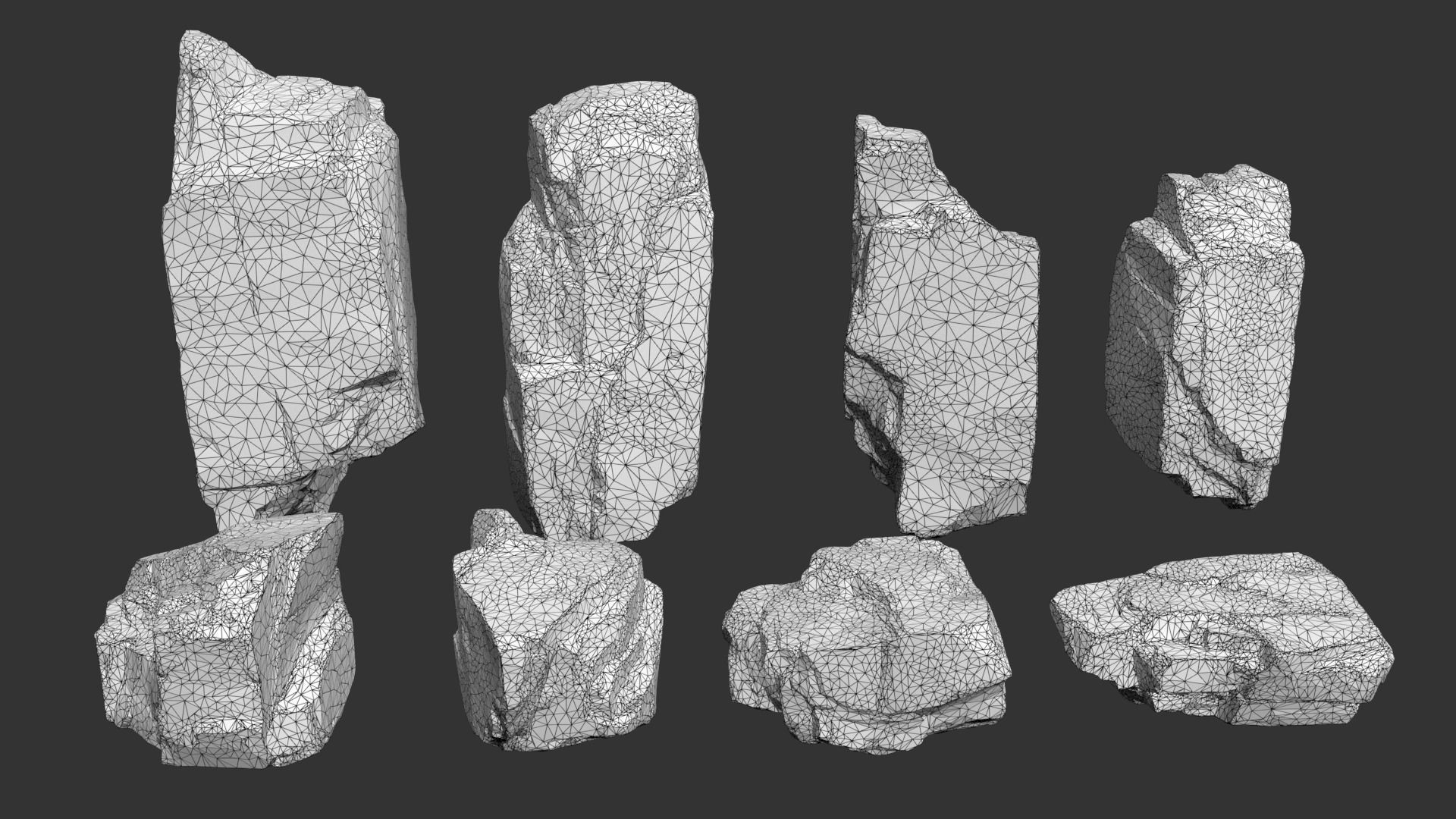 8 Gray Sharp Rocks - 240727 Low-poly 3D model_10