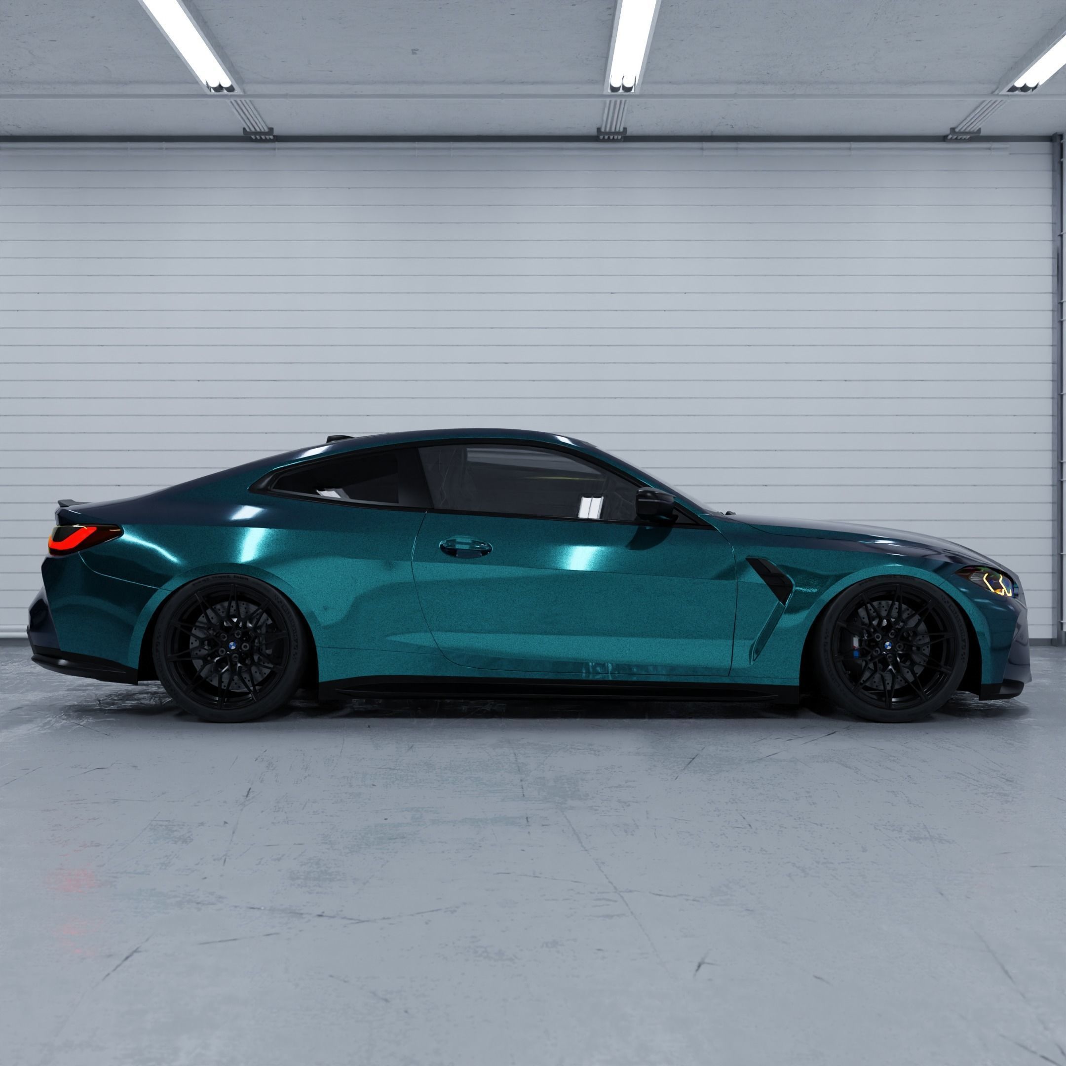 Garage Room 3D model with CAR  In the Preview 3D model_1