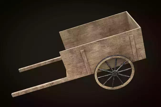 Wooden Cart 02 PBR Low-poly 3D model