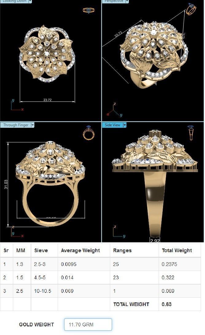 Diamond Ring 3D print model_3