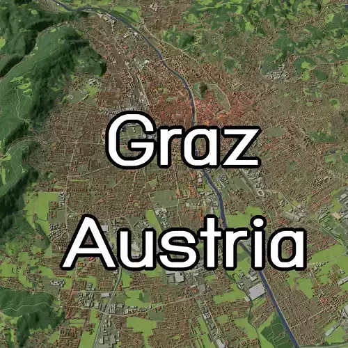 Graz Austria - city and urban 3D model