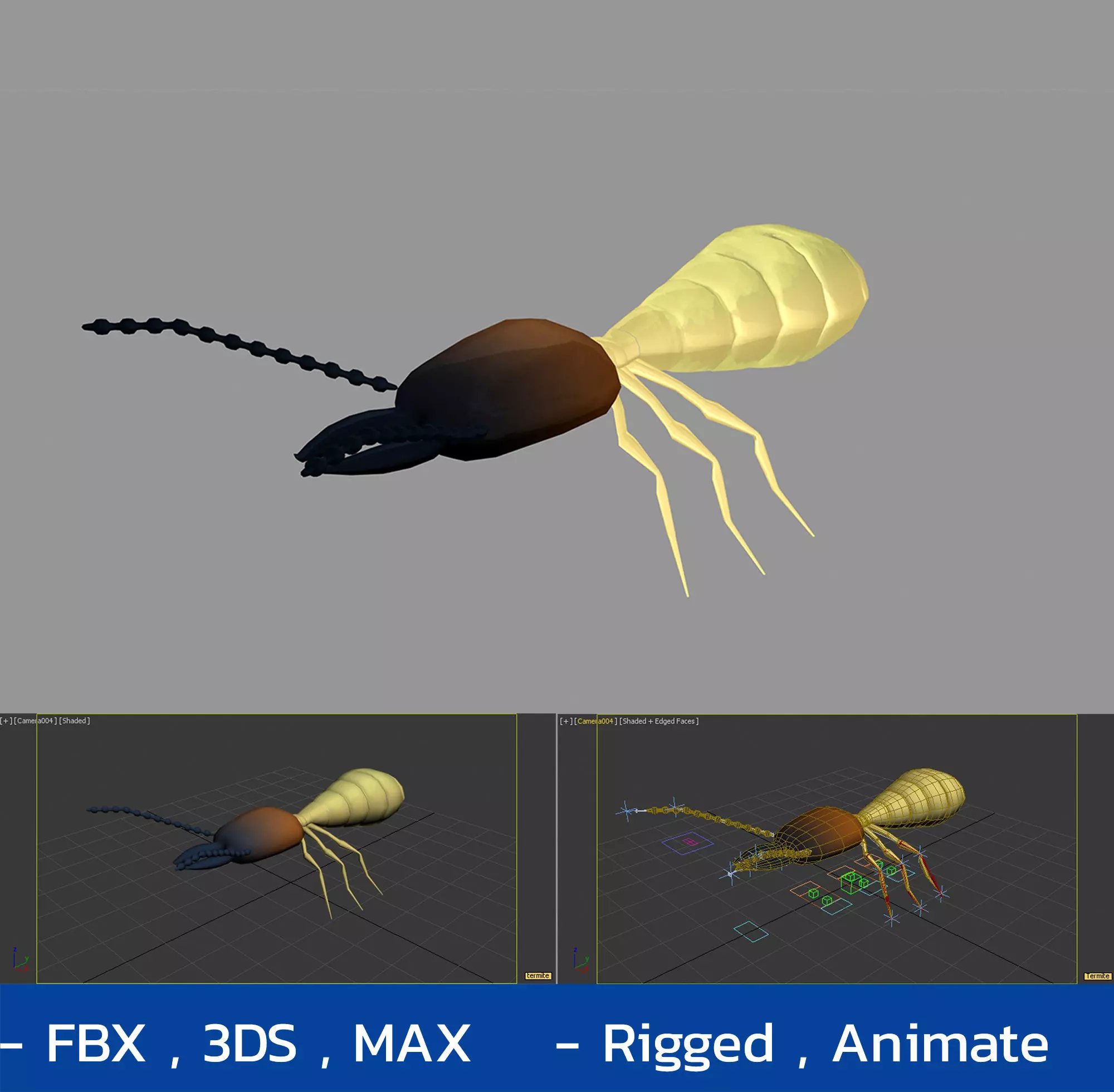 Termite -Rigged - Animated Low-poly 3D model_0