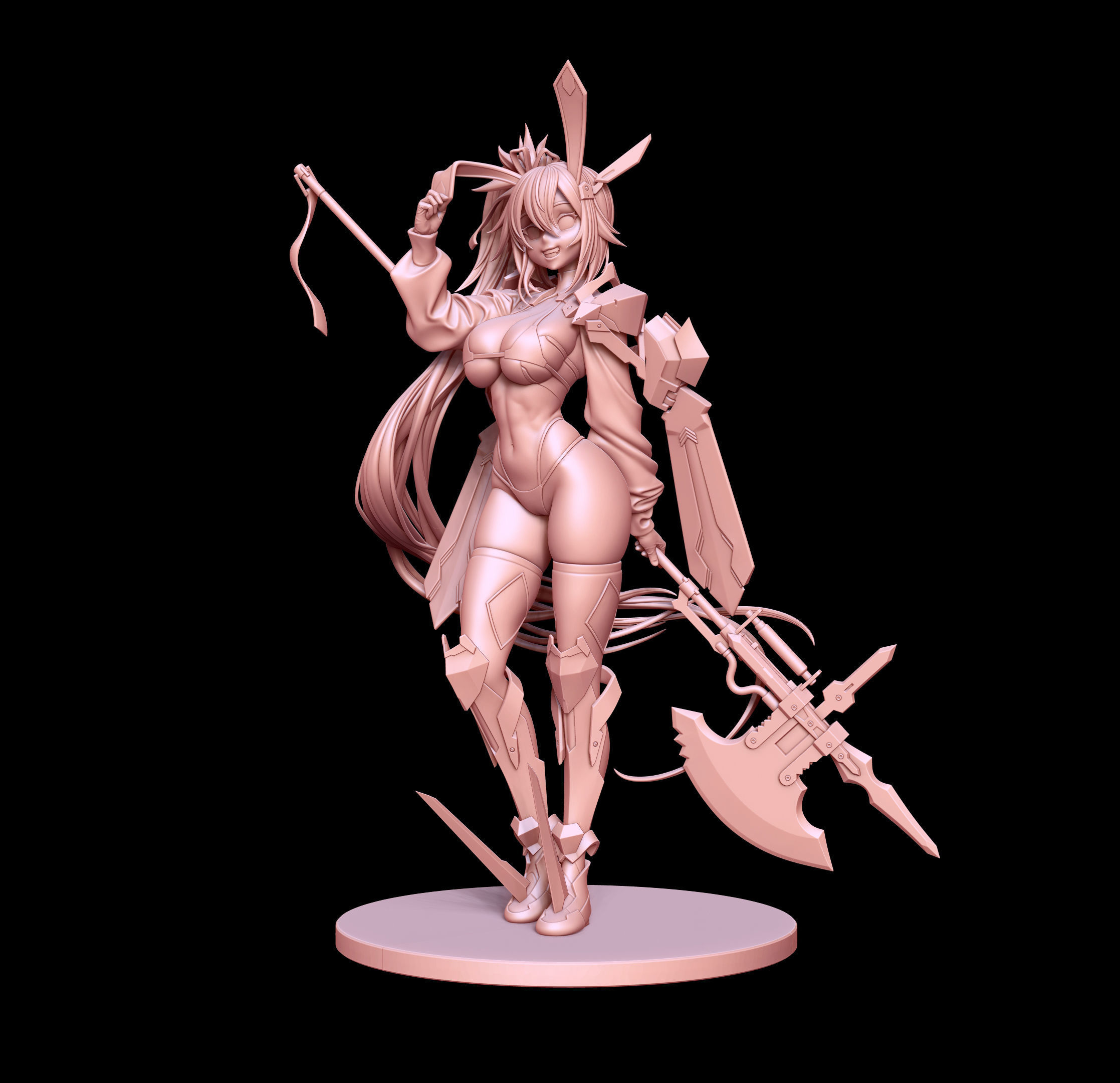Mecha bunny 2 anime figurine 3D print model_3