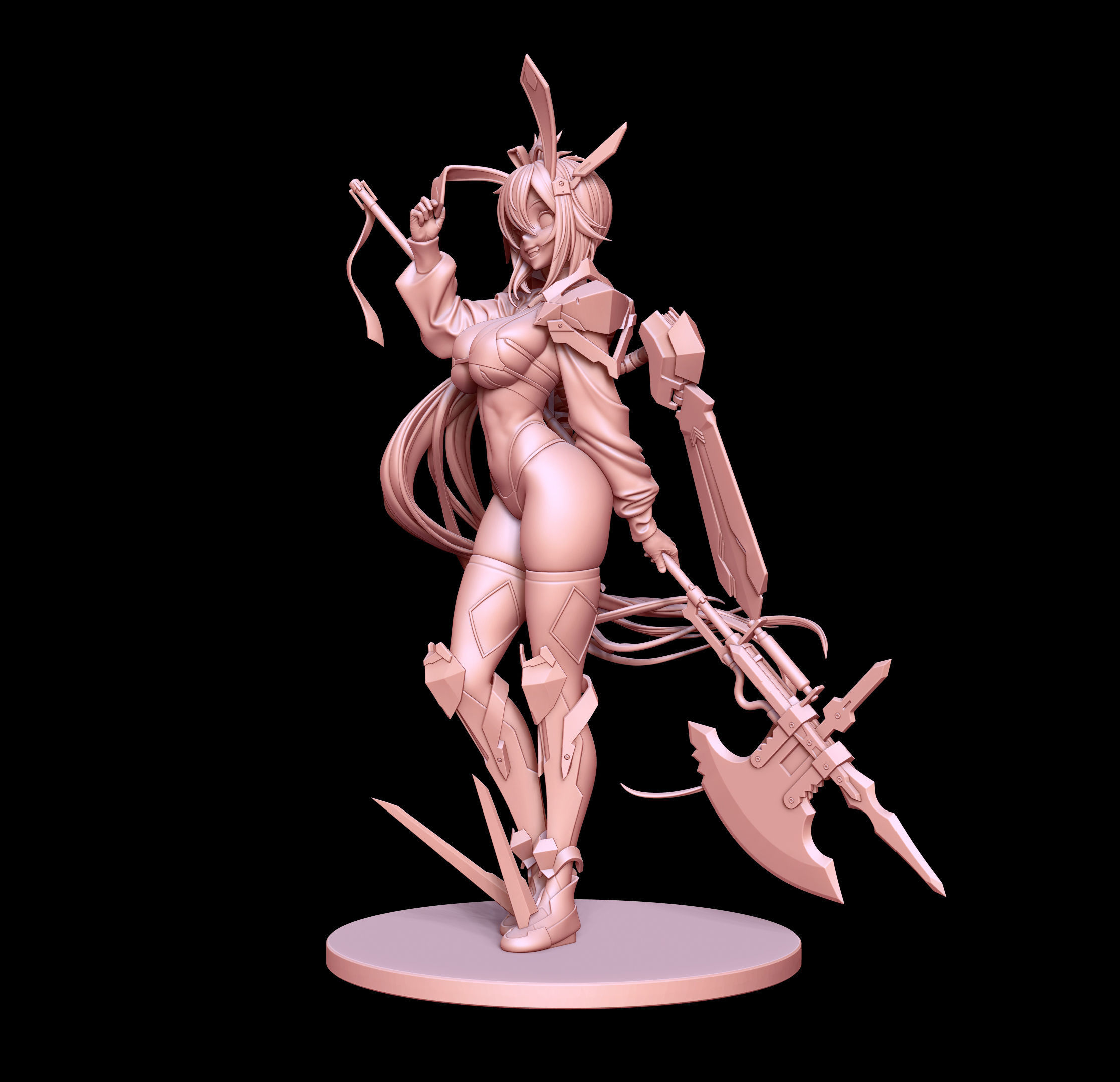 Mecha bunny 2 anime figurine 3D print model_6