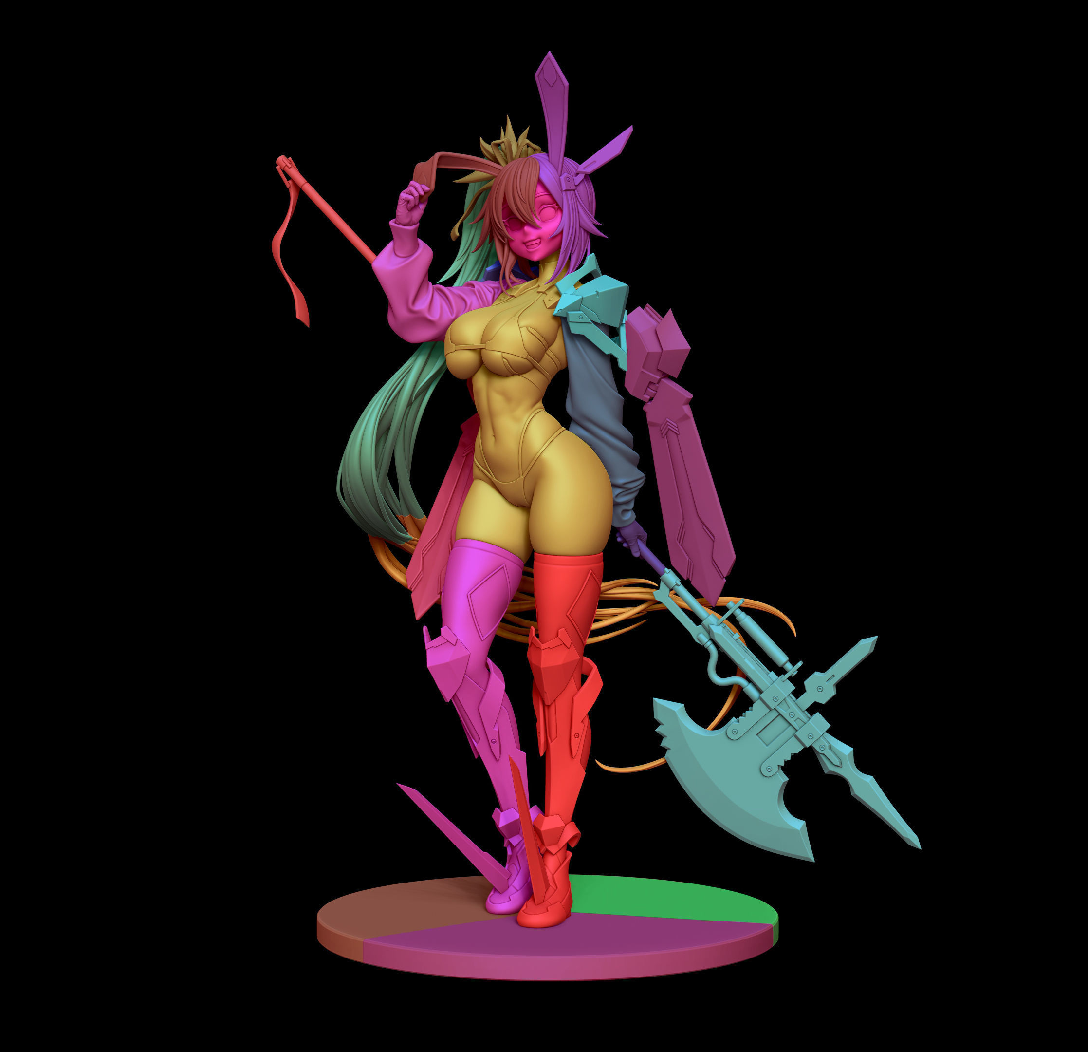 Mecha bunny 2 anime figurine 3D print model_8