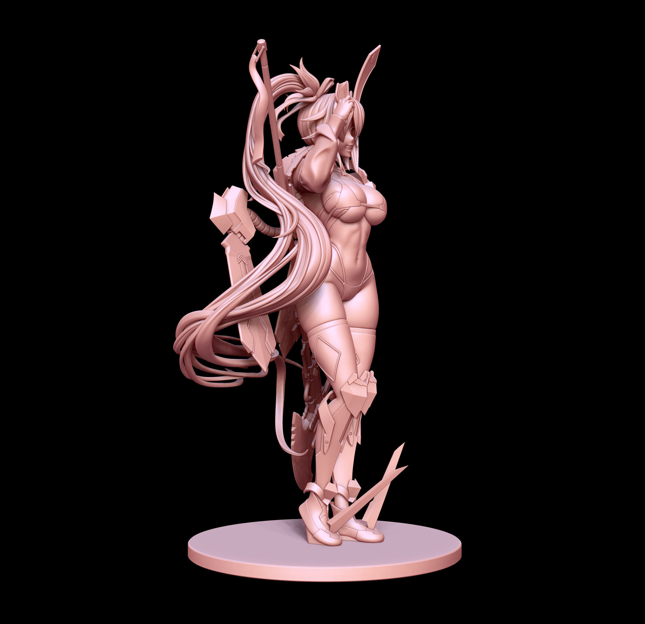 Mecha bunny 2 anime figurine 3D print model_4