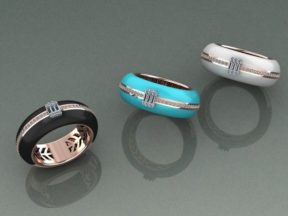 Enamel Gold Ring 3D print model_3