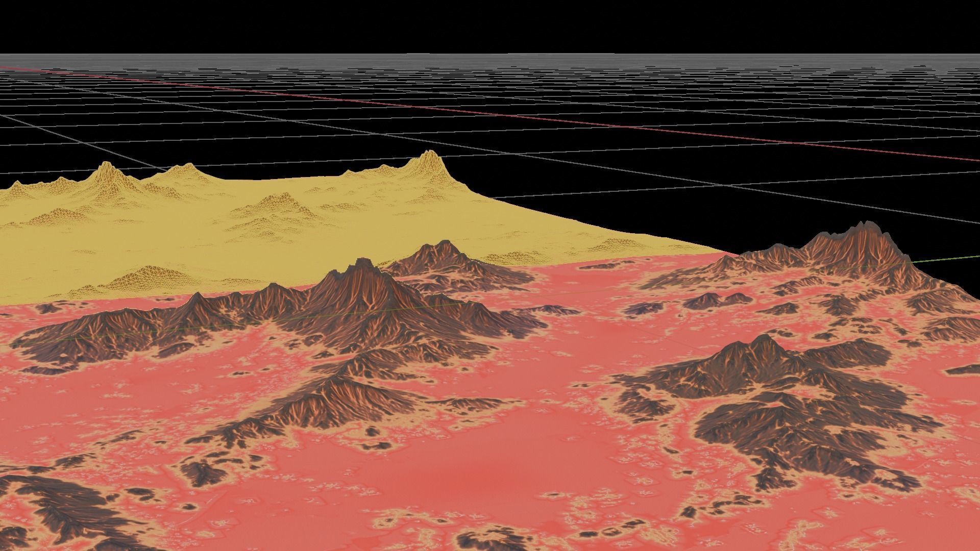 16K Lava Sea Seamless height map and 3D terrain Low-poly 3D model_2
