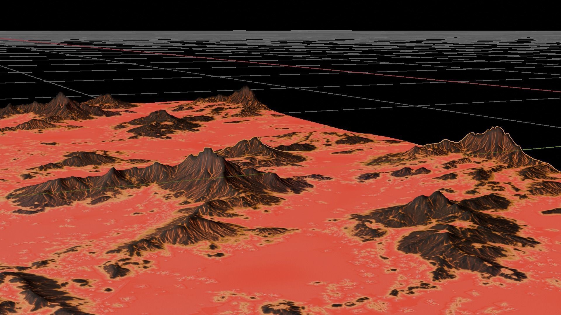 16K Lava Sea Seamless height map and 3D terrain Low-poly 3D model_7