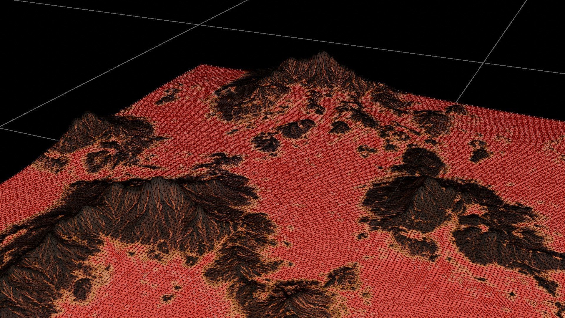 16K Lava Sea Seamless height map and 3D terrain Low-poly 3D model_19