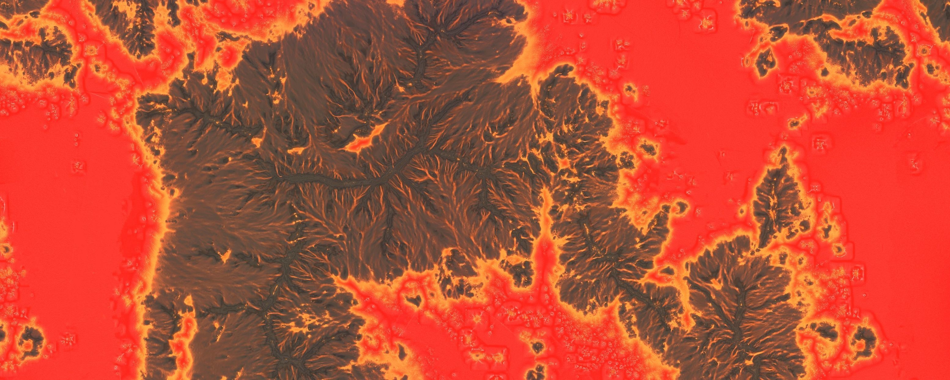 16K Lava Sea Seamless height map and 3D terrain Low-poly 3D model_16