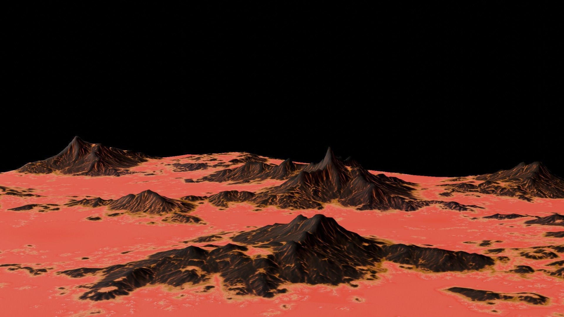 16K Lava Sea Seamless height map and 3D terrain Low-poly 3D model_14