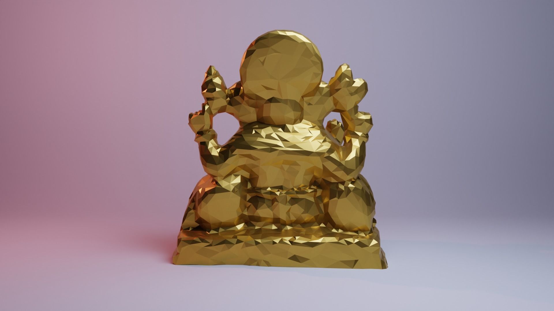 Lord Ganesha low-loly style Free 3D print model_3