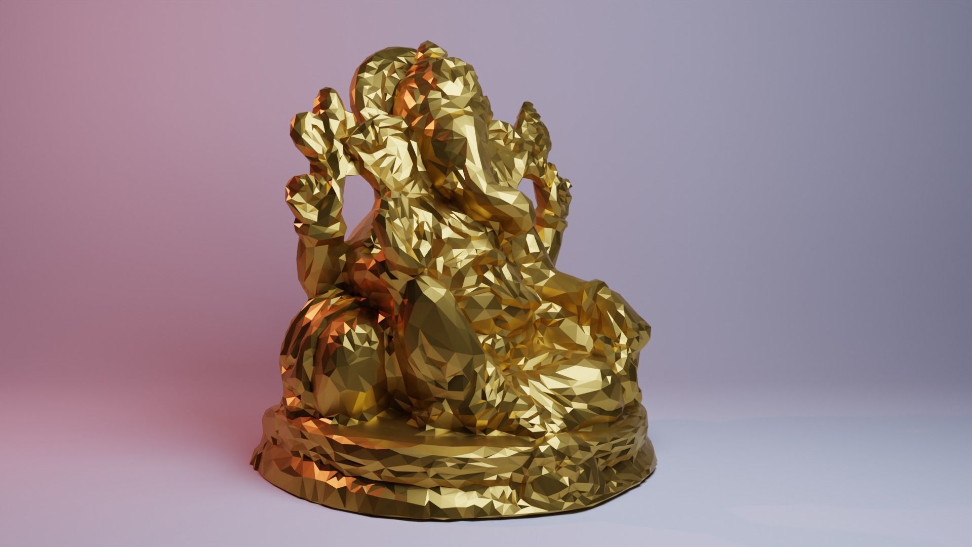 Lord Ganesha low-loly style Free 3D print model_2