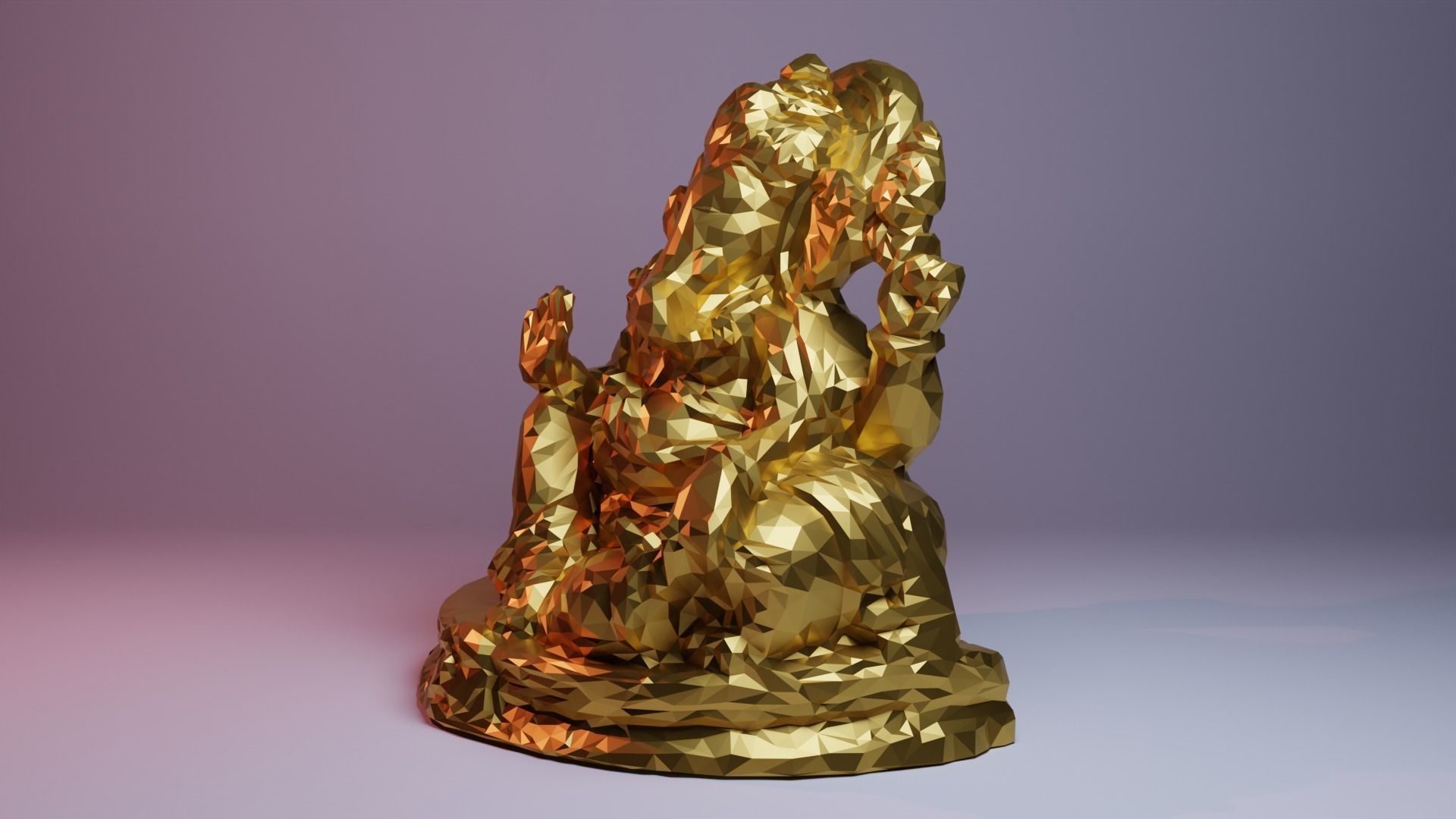 Lord Ganesha low-loly style Free 3D print model_1