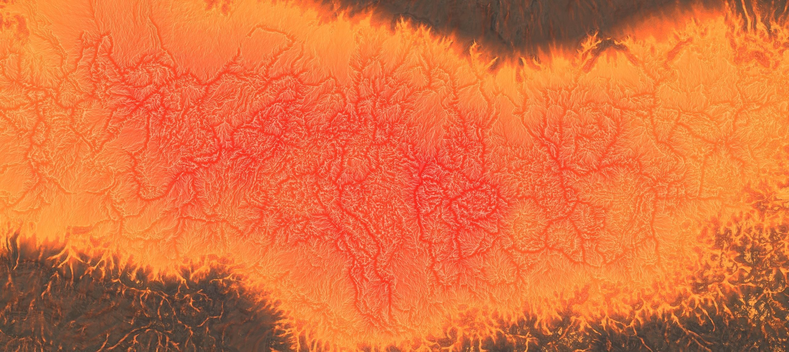 16k Infinite lava river Seamless height map and 3D terrain Low-poly 3D model_13