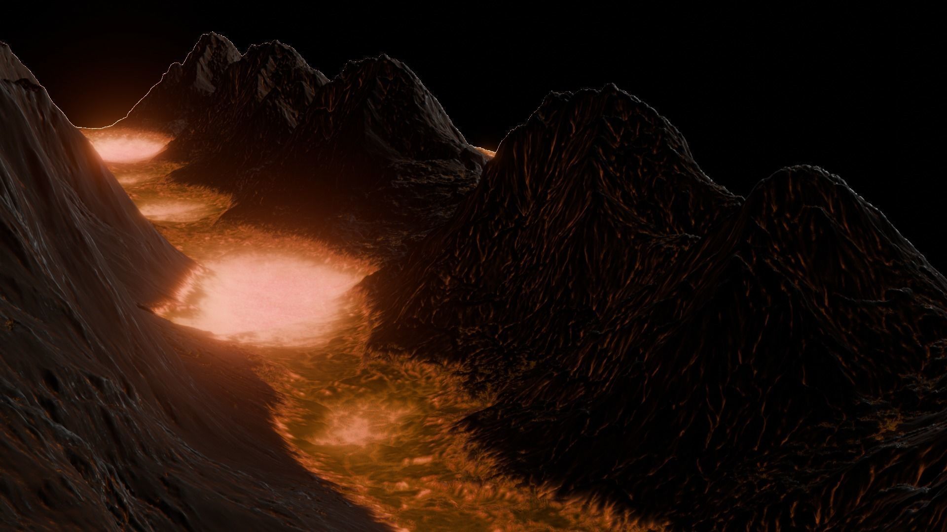 16k Infinite lava river Seamless height map and 3D terrain Low-poly 3D model_9