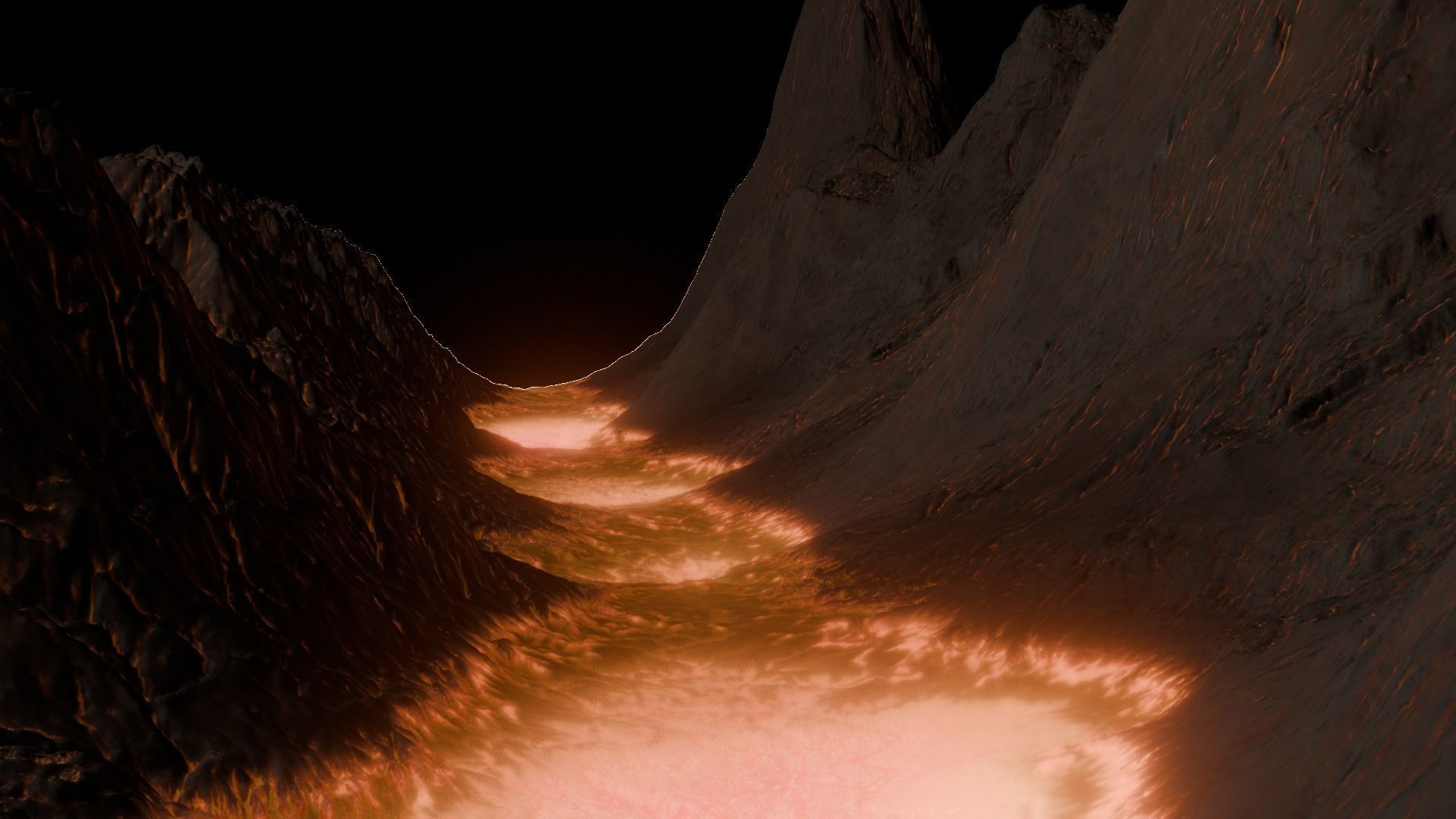 16k Infinite lava river Seamless height map and 3D terrain Low-poly 3D model_15