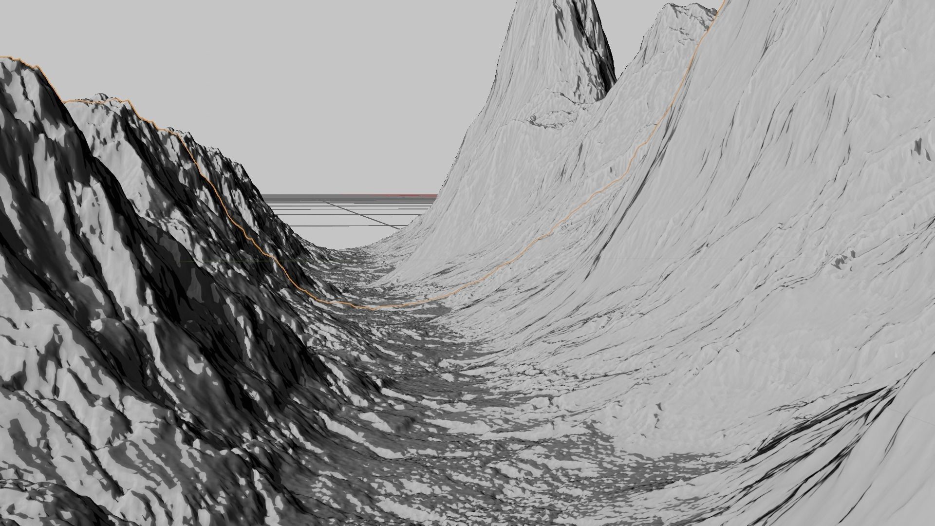 16k Infinite lava river Seamless height map and 3D terrain Low-poly 3D model_3