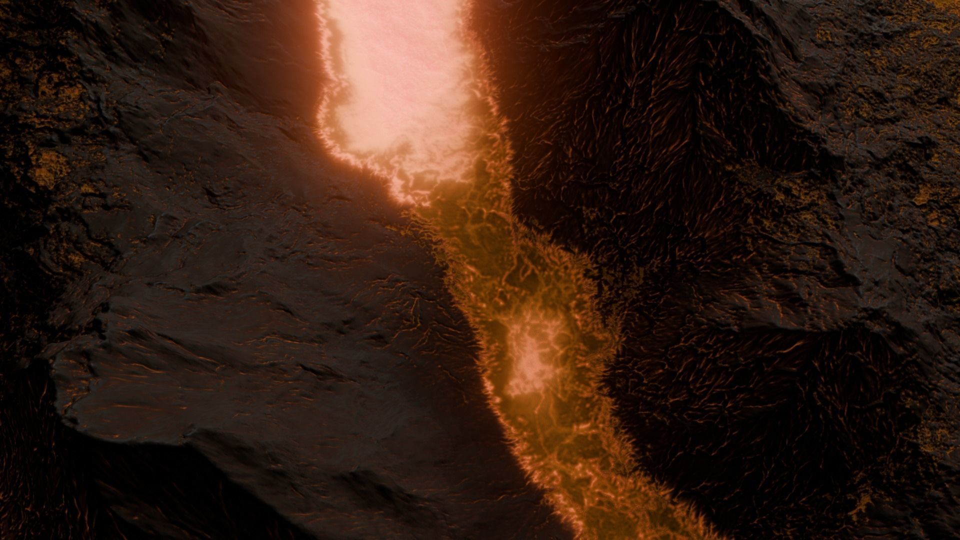 16k Infinite lava river Seamless height map and 3D terrain Low-poly 3D model_5