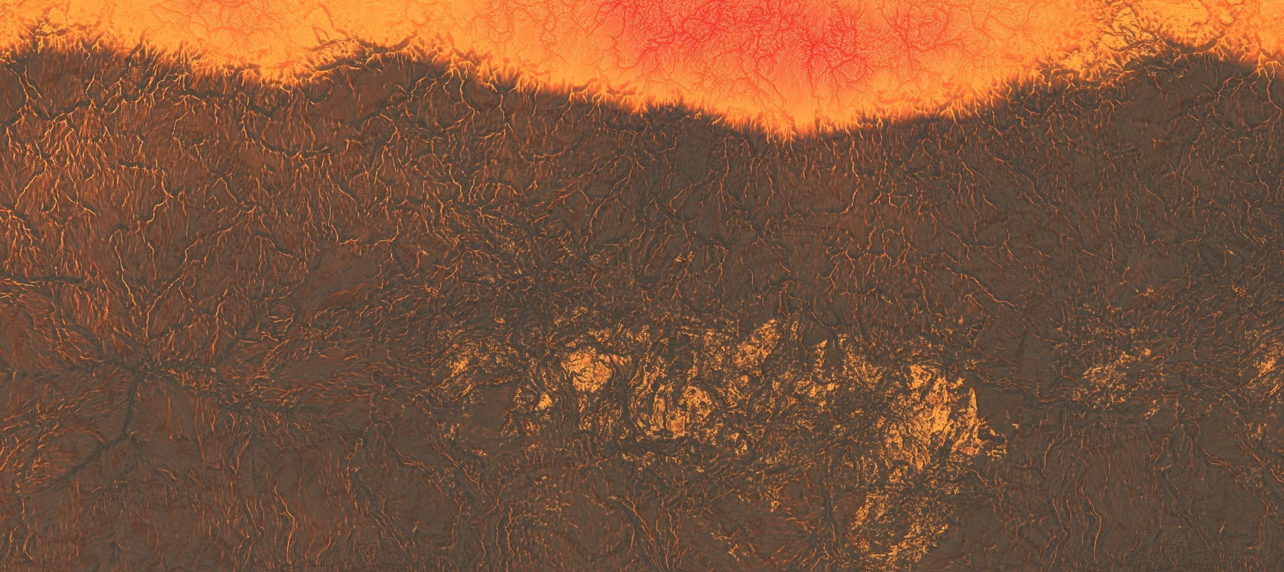 16k Infinite lava river Seamless height map and 3D terrain Low-poly 3D model_14