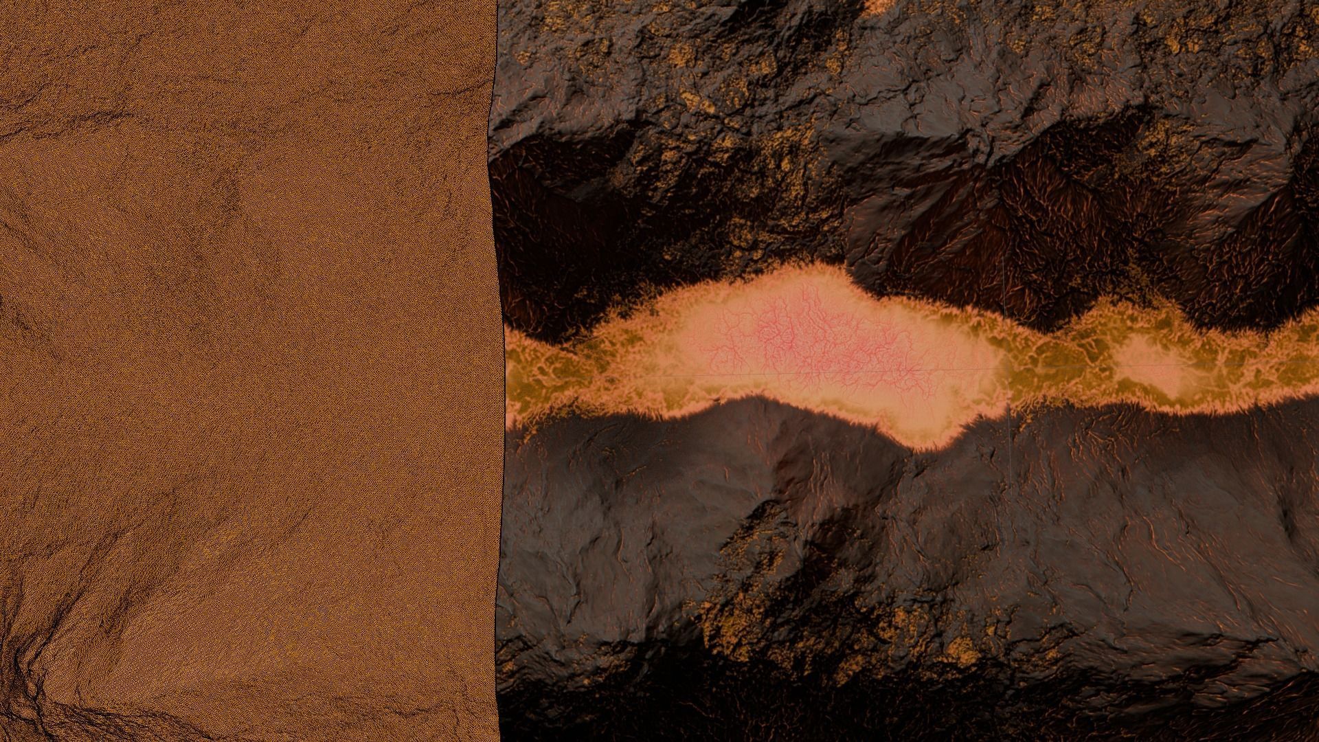 16k Infinite lava river Seamless height map and 3D terrain Low-poly 3D model_2