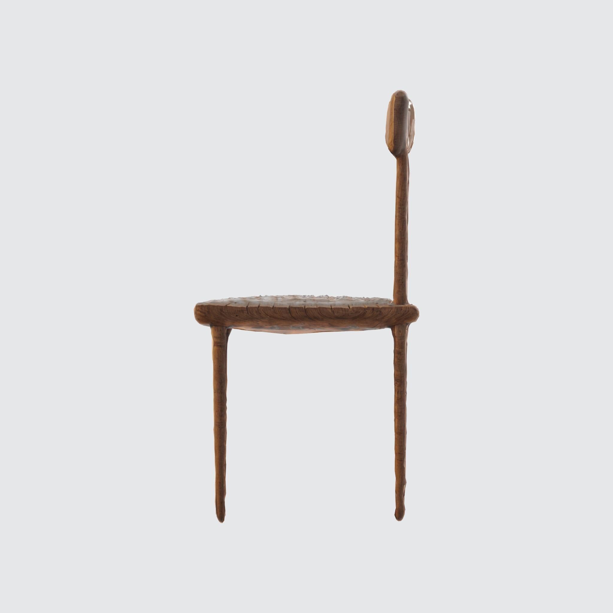 A wooden chair with a simple minimalist design 3D model_4