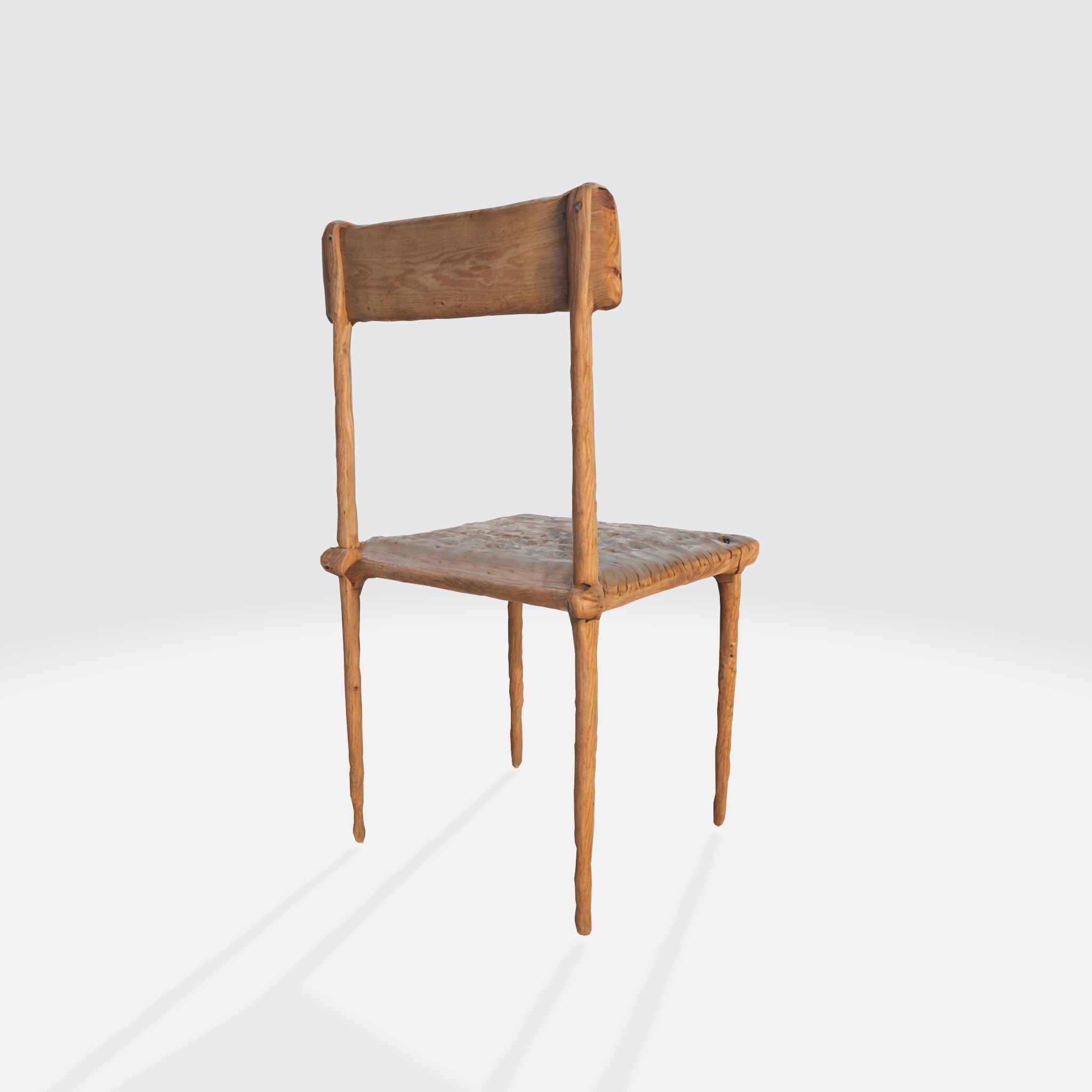 A wooden chair with a simple minimalist design 3D model_3