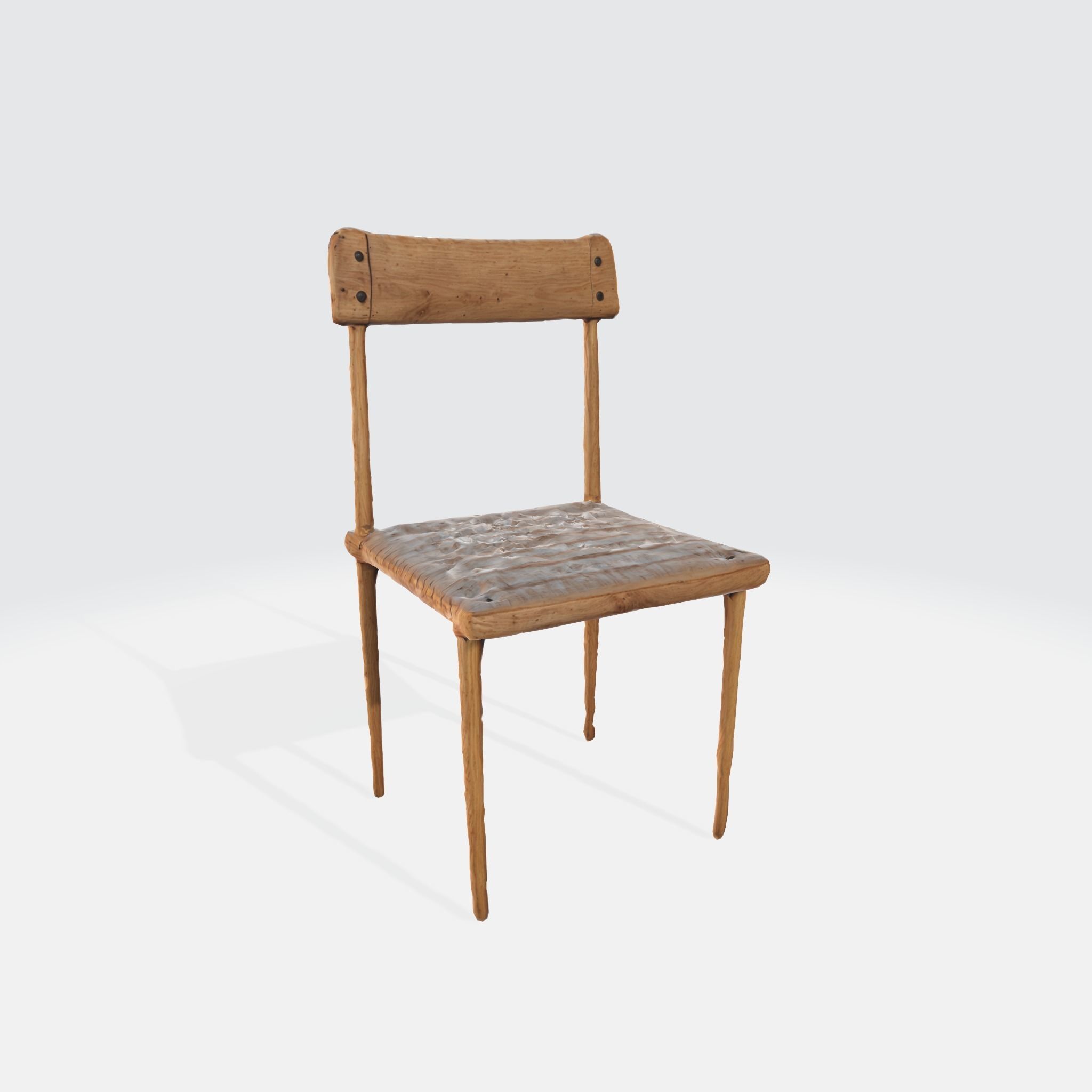 A wooden chair with a simple minimalist design 3D model_1