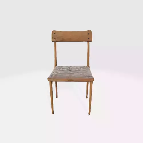 A wooden chair with a simple minimalist design