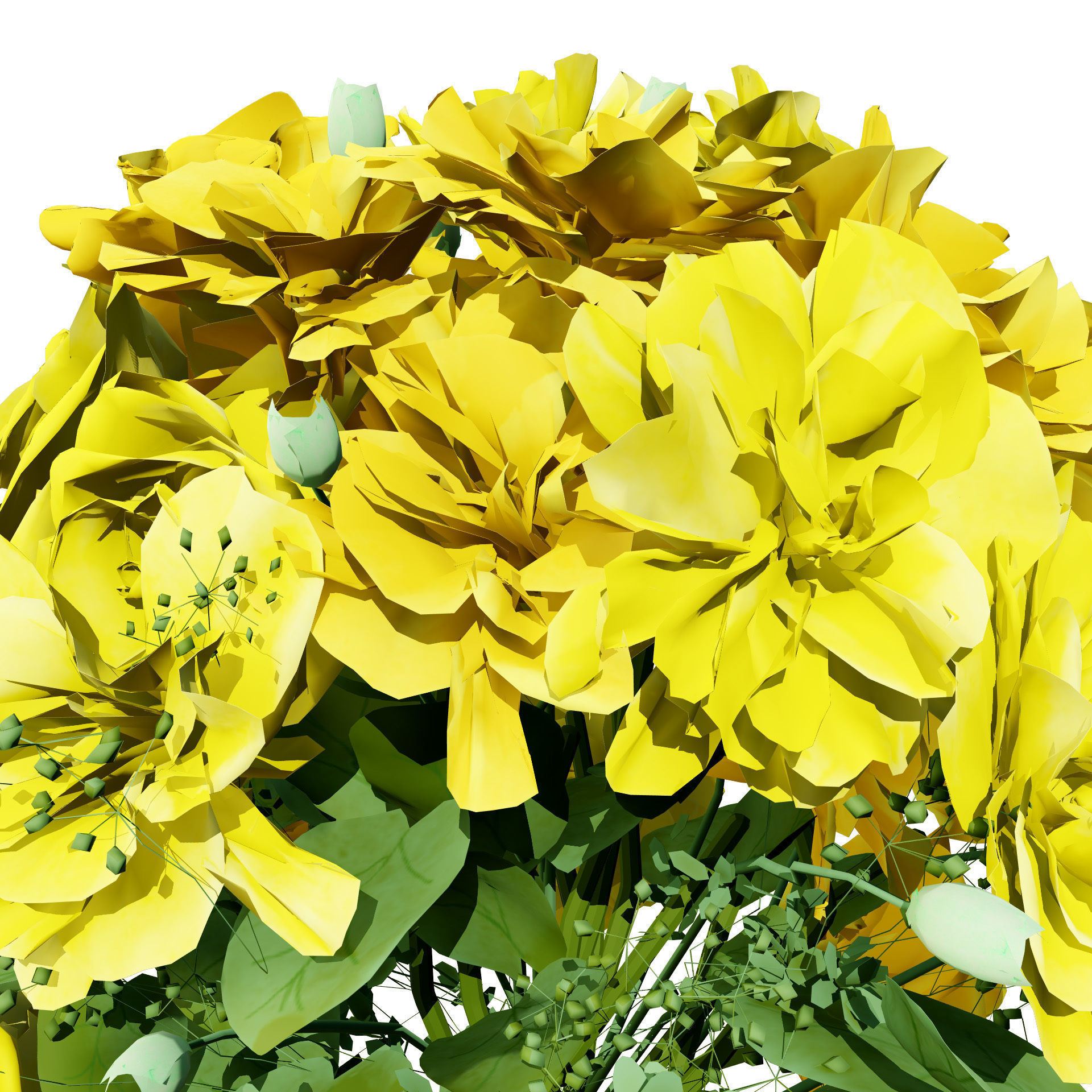 Vibrant Flower Bouquet 3D Model with free tutorial Low-poly 3D model_7