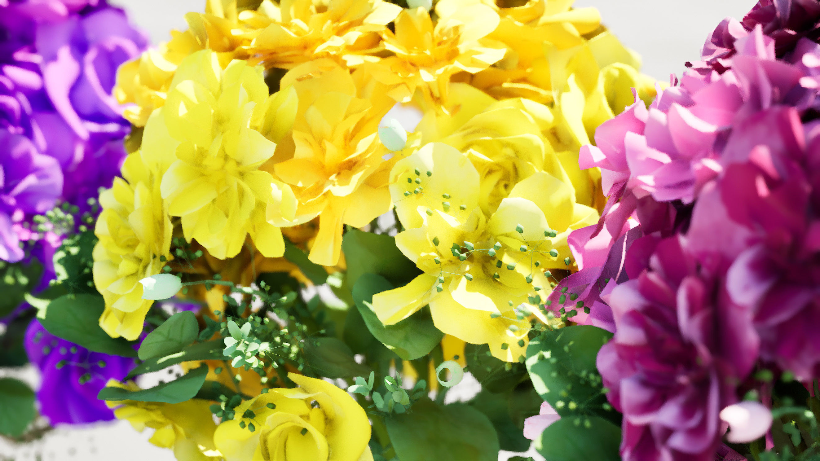 Vibrant Flower Bouquet 3D Model with free tutorial Low-poly 3D model_8