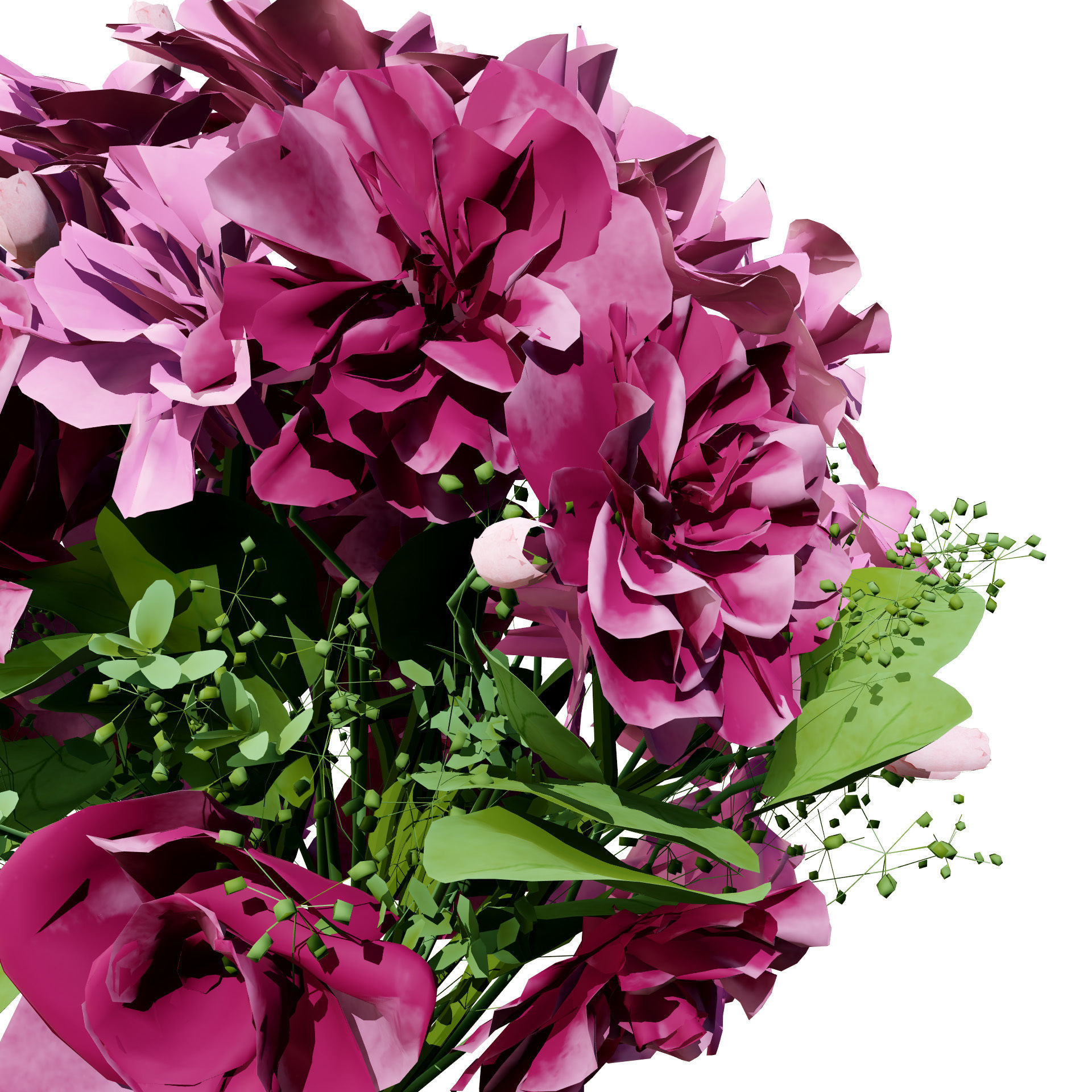 Vibrant Flower Bouquet 3D Model with free tutorial Low-poly 3D model_5