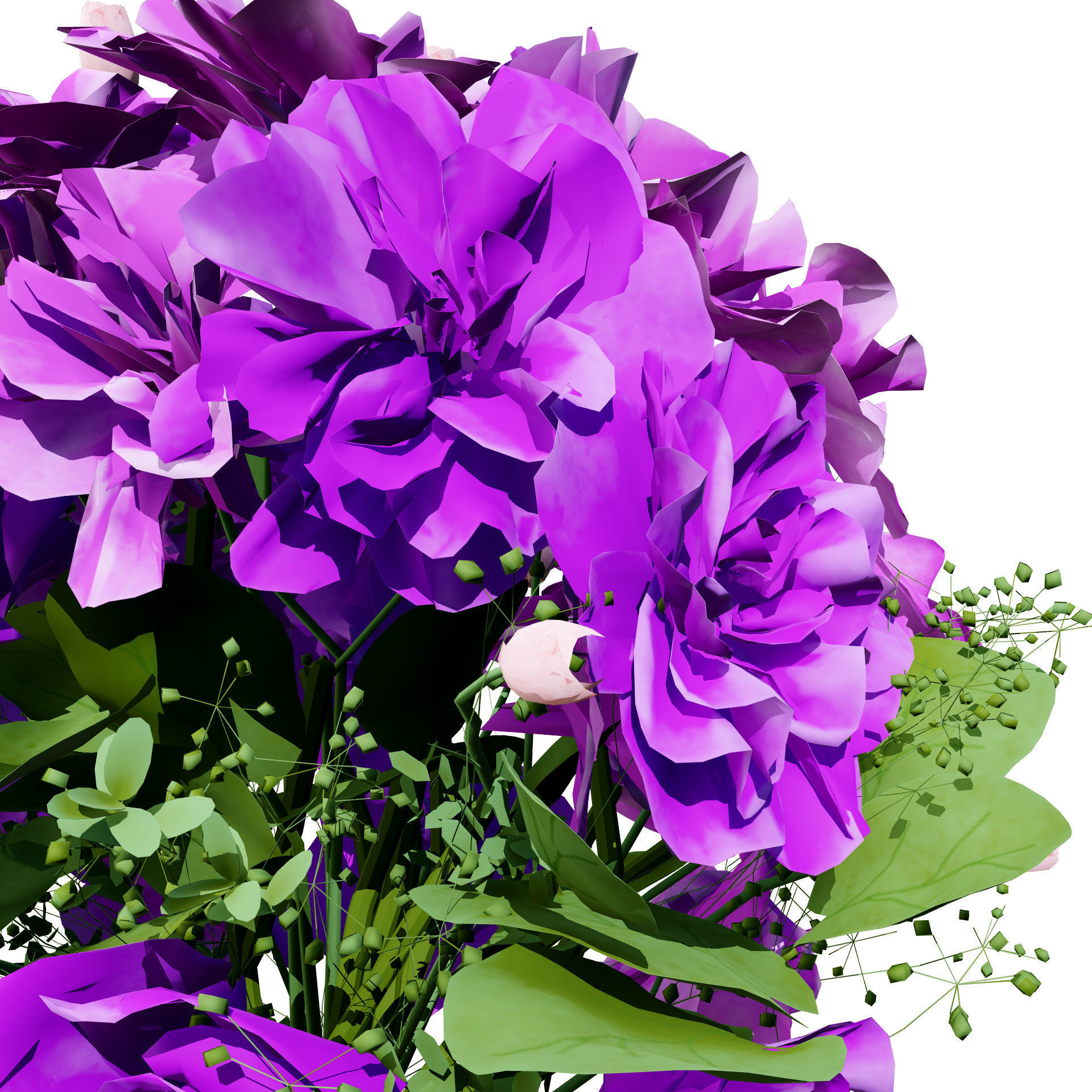Vibrant Flower Bouquet 3D Model with free tutorial Low-poly 3D model_6