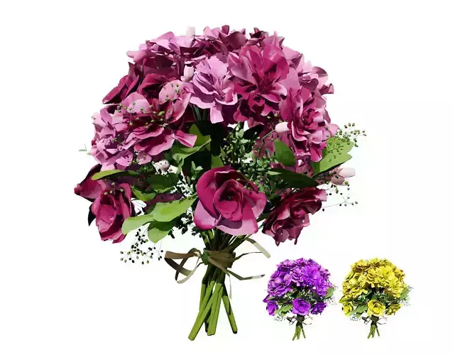 Vibrant Flower Bouquet 3D Model with free tutorial Low-poly 3D model