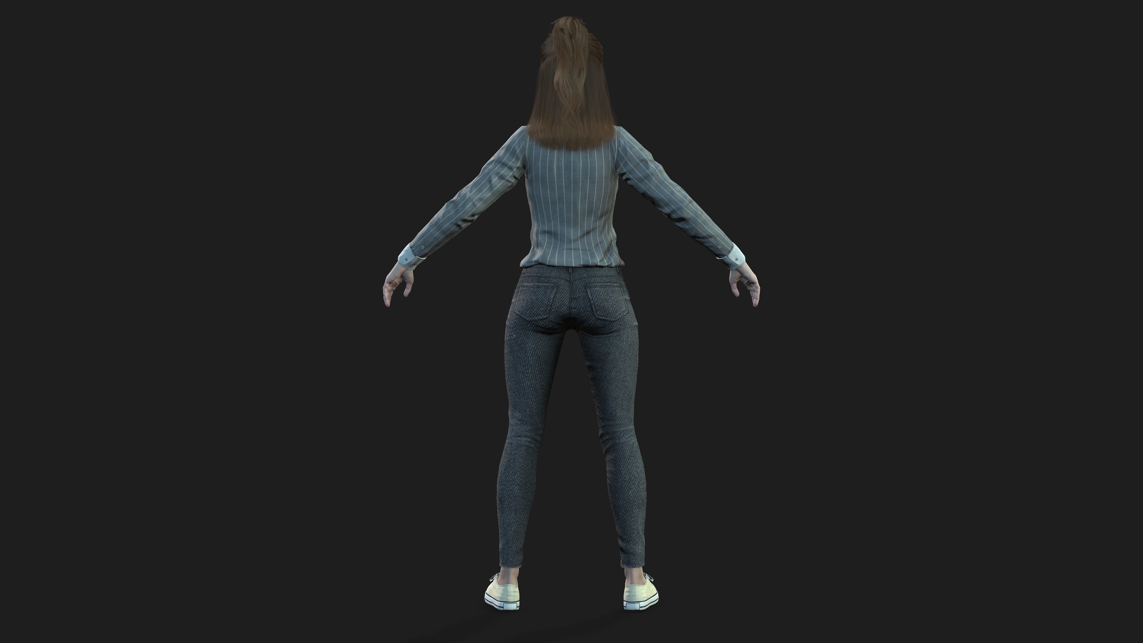 Realistic 3d Model of a Beautiful Girl Fully Rigged and Textured 3D model_4