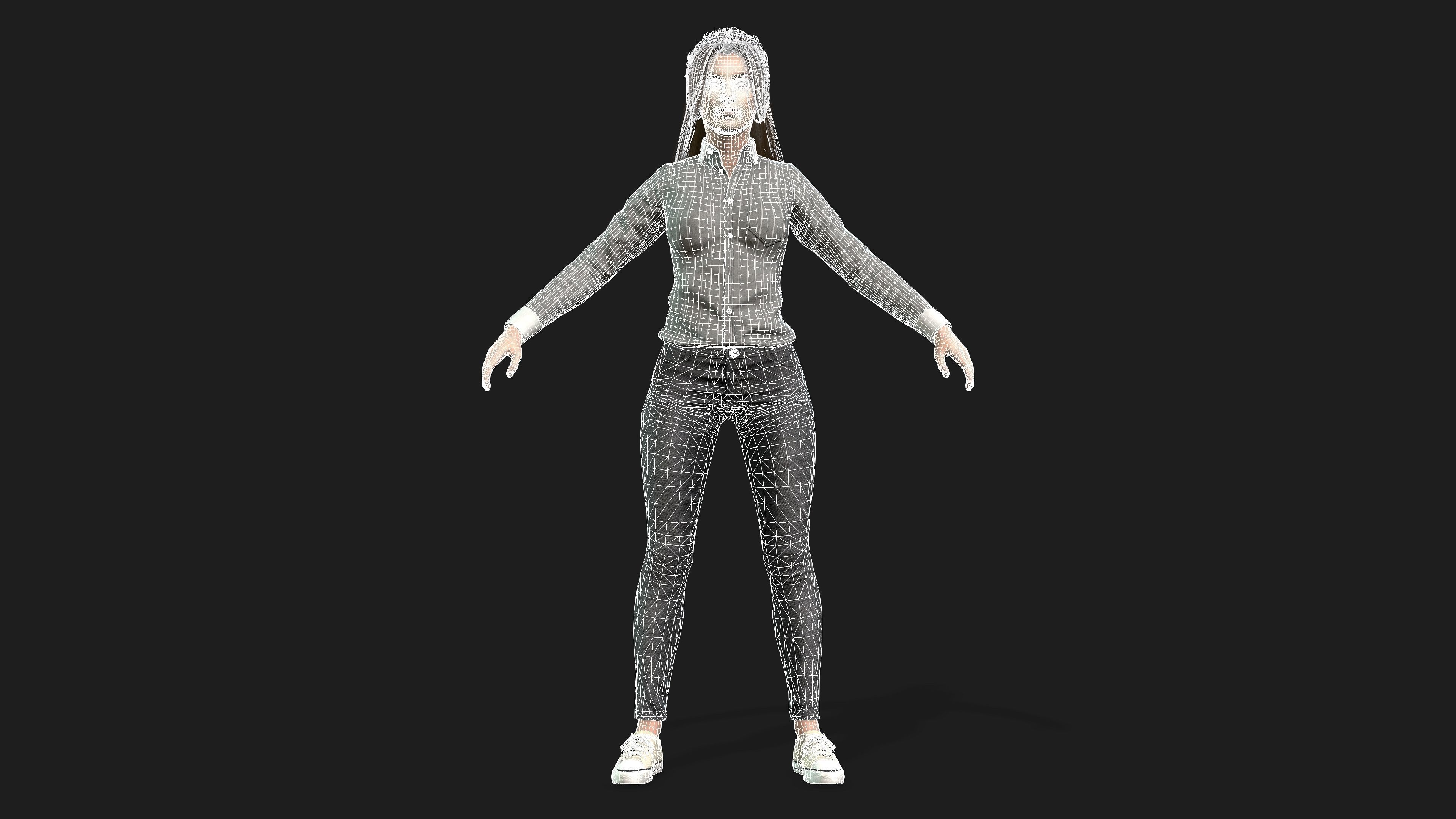 Realistic 3d Model of a Beautiful Girl Fully Rigged and Textured 3D model_6