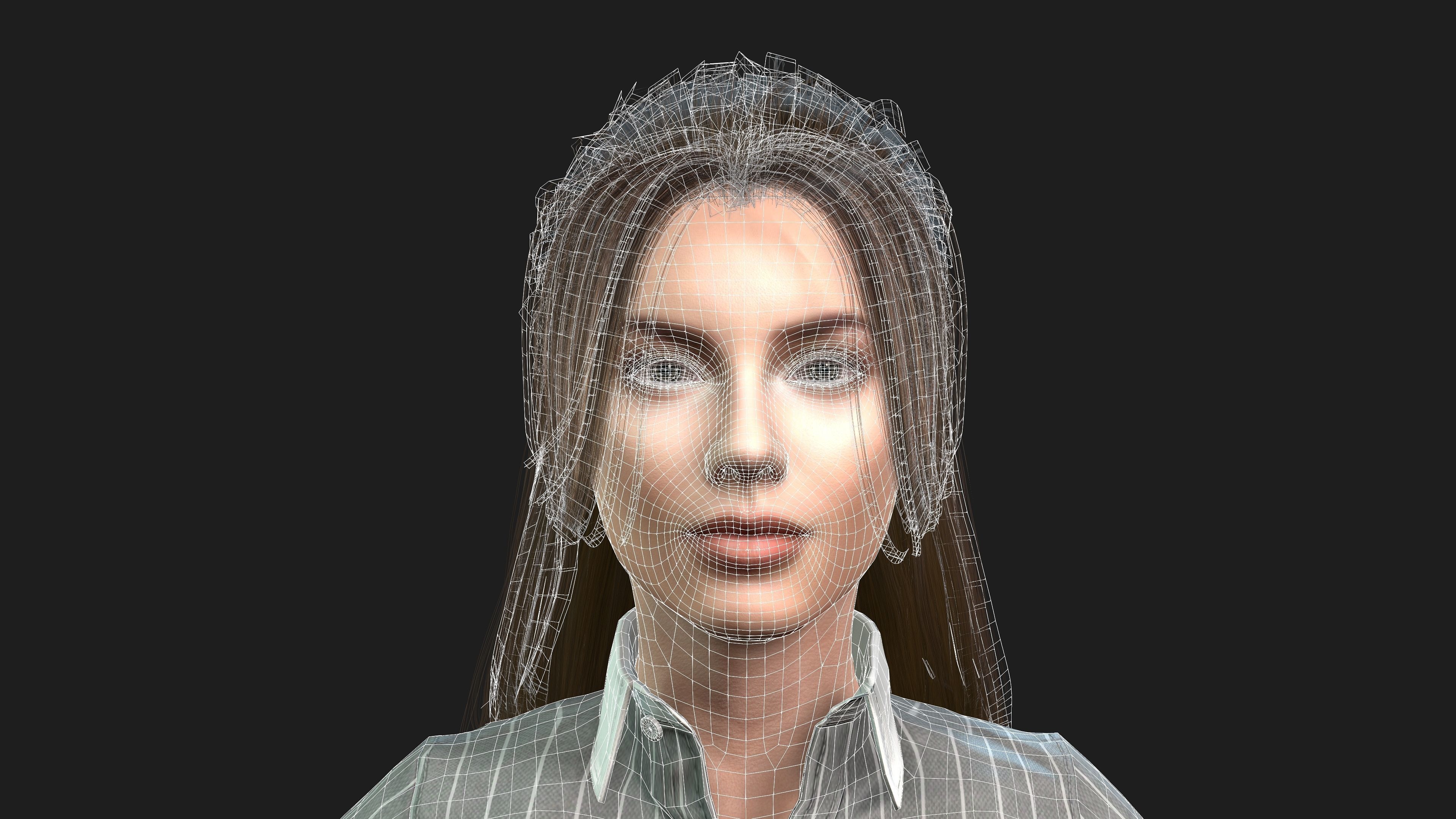 Realistic 3d Model of a Beautiful Girl Fully Rigged and Textured 3D model_2