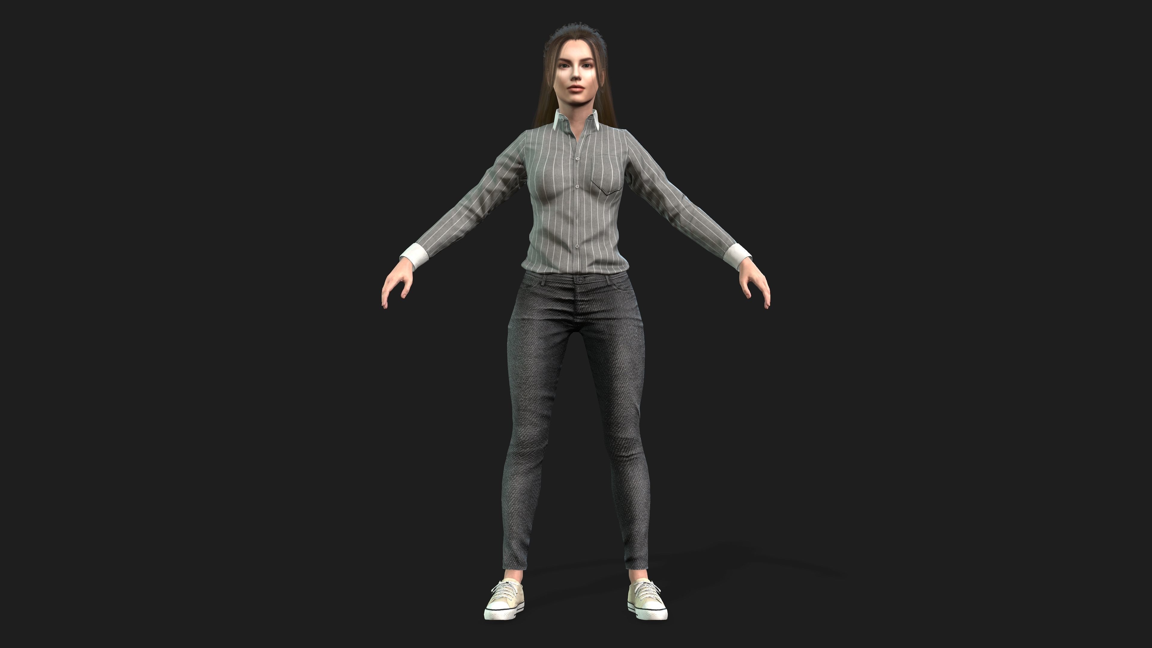 Realistic 3d Model of a Beautiful Girl Fully Rigged and Textured 3D model_3