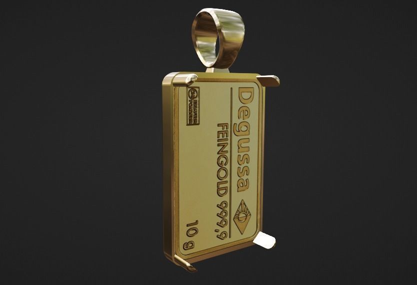 custom 10g gold Degussa bar mount frame 3D print model_1
