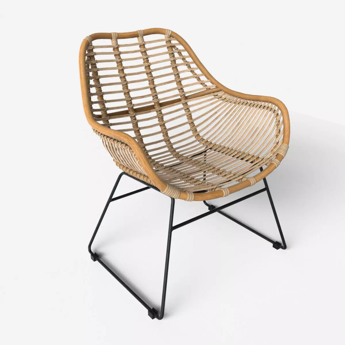Wicker arm chair Low-poly 3D model